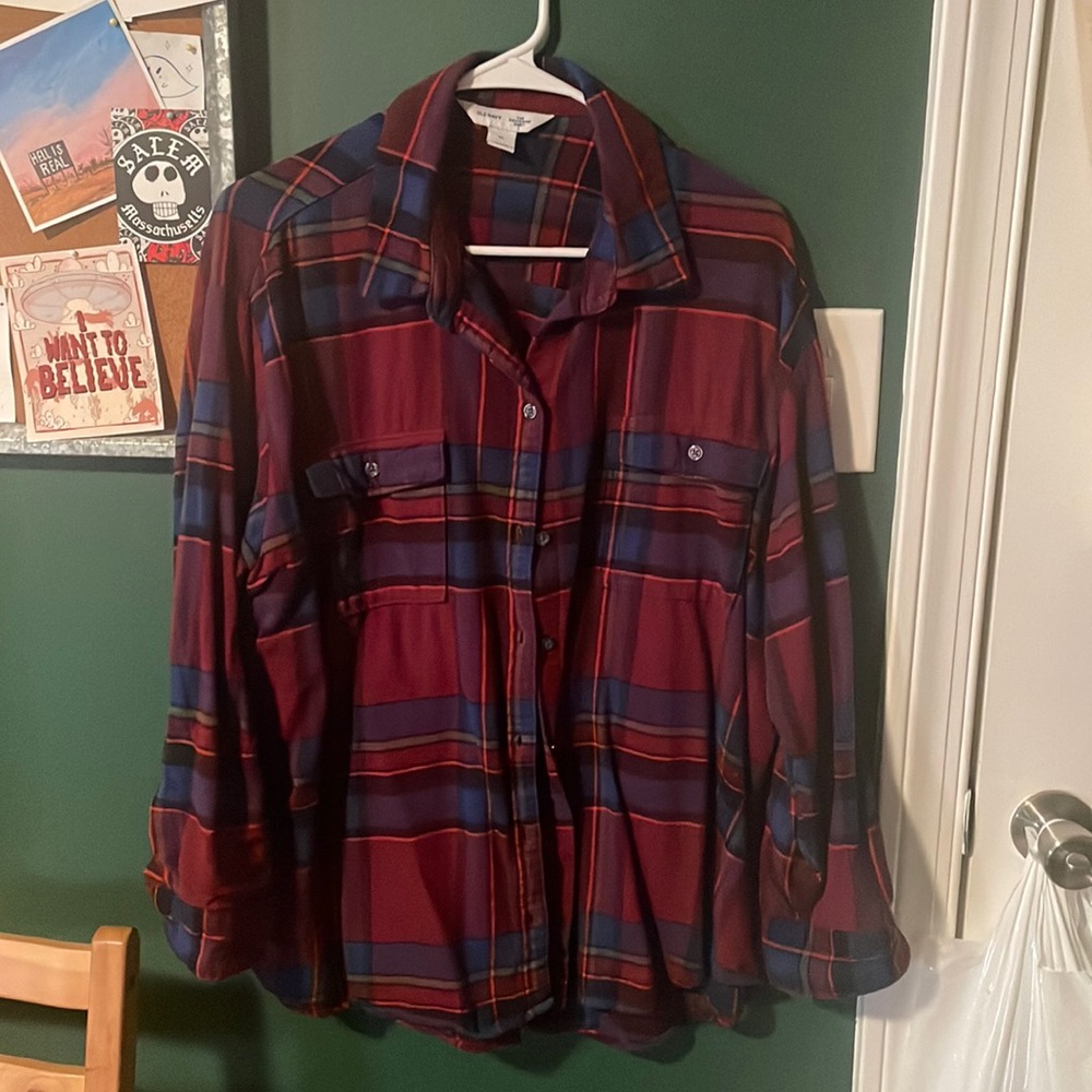 Old Navy Plaid Boyfriend Fit Top